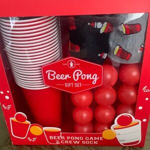 🆕-Beer Pong Gift Set By Party Game Features Red Cups ,Ping-Pong Balls & Socks